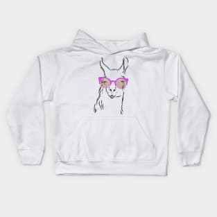 cute hipster llama in trendy colorful glasses Kids Hoodie